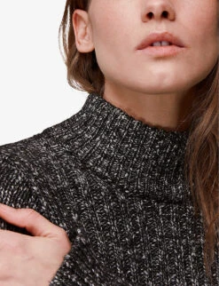 Whistles Funnel-neck Relaxed-fit Knit Wool Midi Dress -The Fashion Shop R03894262 BLACK ALT05