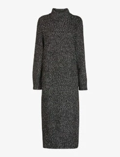 Whistles Funnel-neck Relaxed-fit Knit Wool Midi Dress