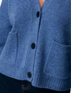 Whistles Twin-pocket Wool Cardigan -The Fashion Shop R03894951 BLUE ALT04