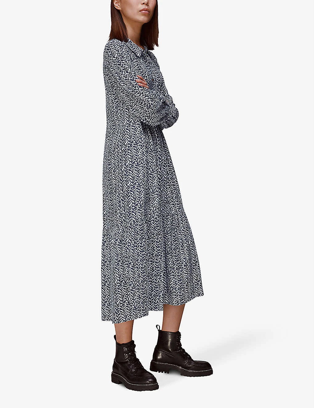 Whistles Zig Zag Crepe Trapeze Dress 3 Whistles Zig Zag Crepe Trapeze Dress - Image 3