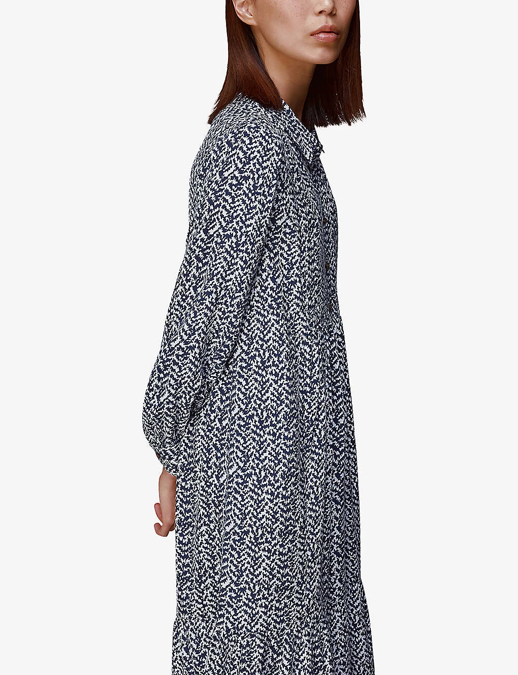 Whistles Zig Zag Crepe Trapeze Dress 6 Whistles Zig Zag Crepe Trapeze Dress - Image 6