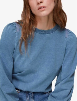 Whistles Puff Sleeve Stretch Cotton-jersey Sweatshirt 7 Whistles Puff Sleeve Stretch Cotton-jersey Sweatshirt -The Fashion Shop R03894958 BLUE ALT02