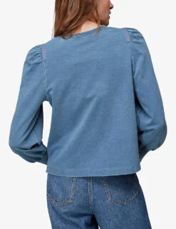 Whistles Puff Sleeve Stretch Cotton-jersey Sweatshirt 8 Whistles Puff Sleeve Stretch Cotton-jersey Sweatshirt -The Fashion Shop R03894958 BLUE ALT03