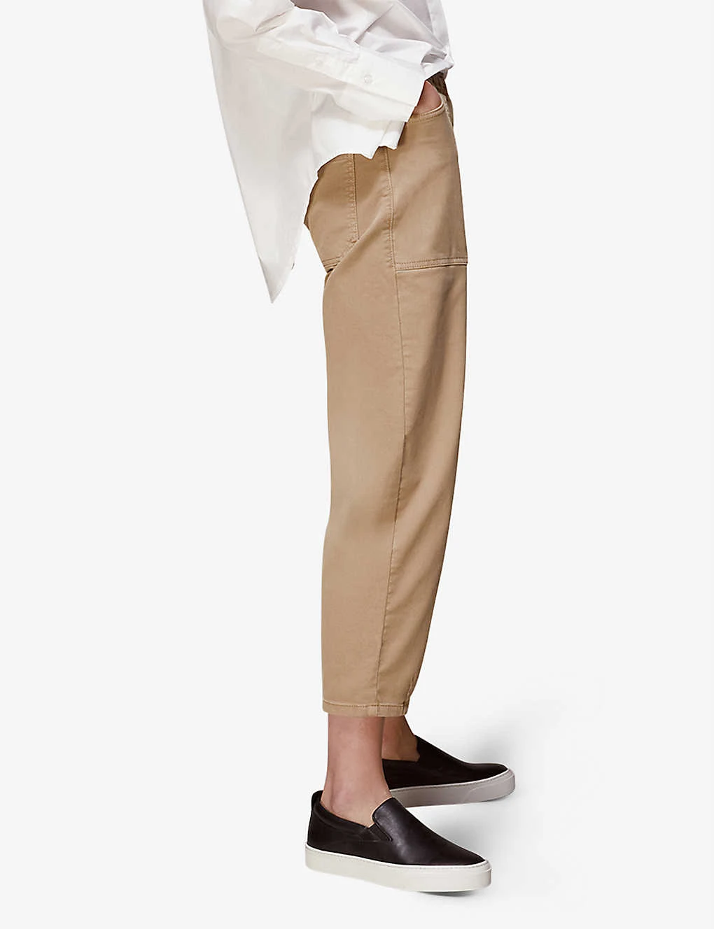 Whistles Tessa Cropped Mid-rise Cotton Trousers 3 Whistles Tessa Cropped Mid-rise Cotton Trousers - Image 3