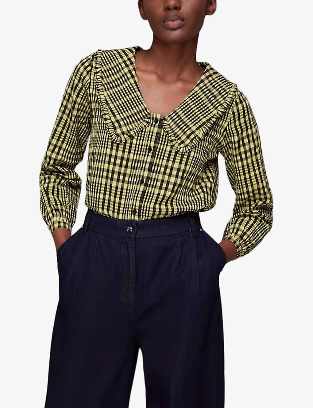 Whistles Masie Oversized-collar Checked Woven Top 2 Whistles Masie Oversized-collar Checked Woven Top - Image 2