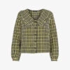 Whistles Masie Oversized-collar Checked Woven Top