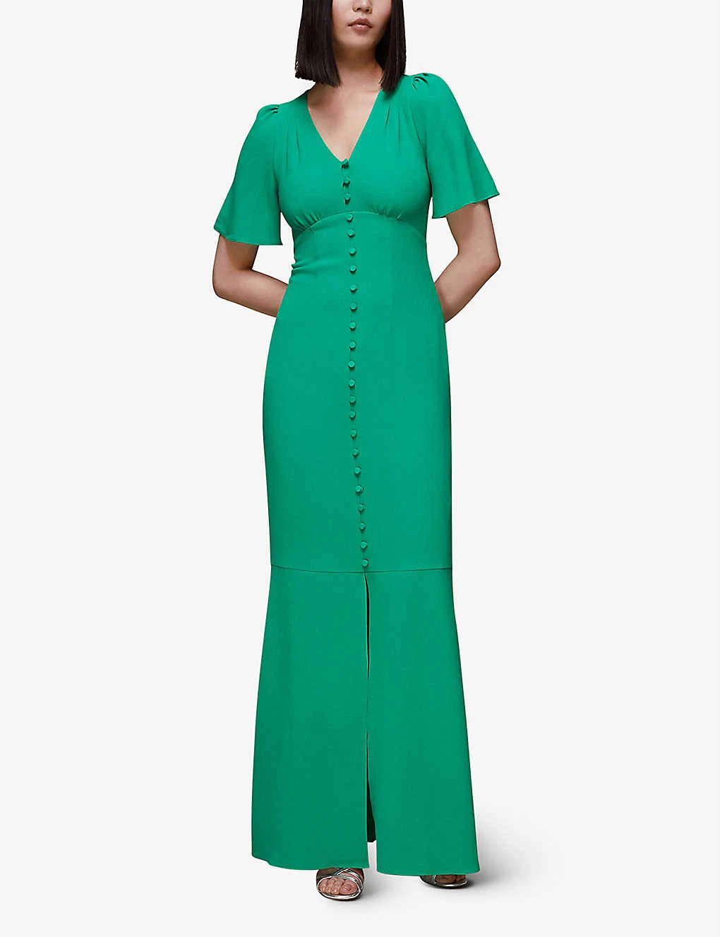 Whistles Molly Button-through V-neck Stretch-crepe Maxi Dress 2 Whistles Molly Button-through V-neck Stretch-crepe Maxi Dress - Image 2
