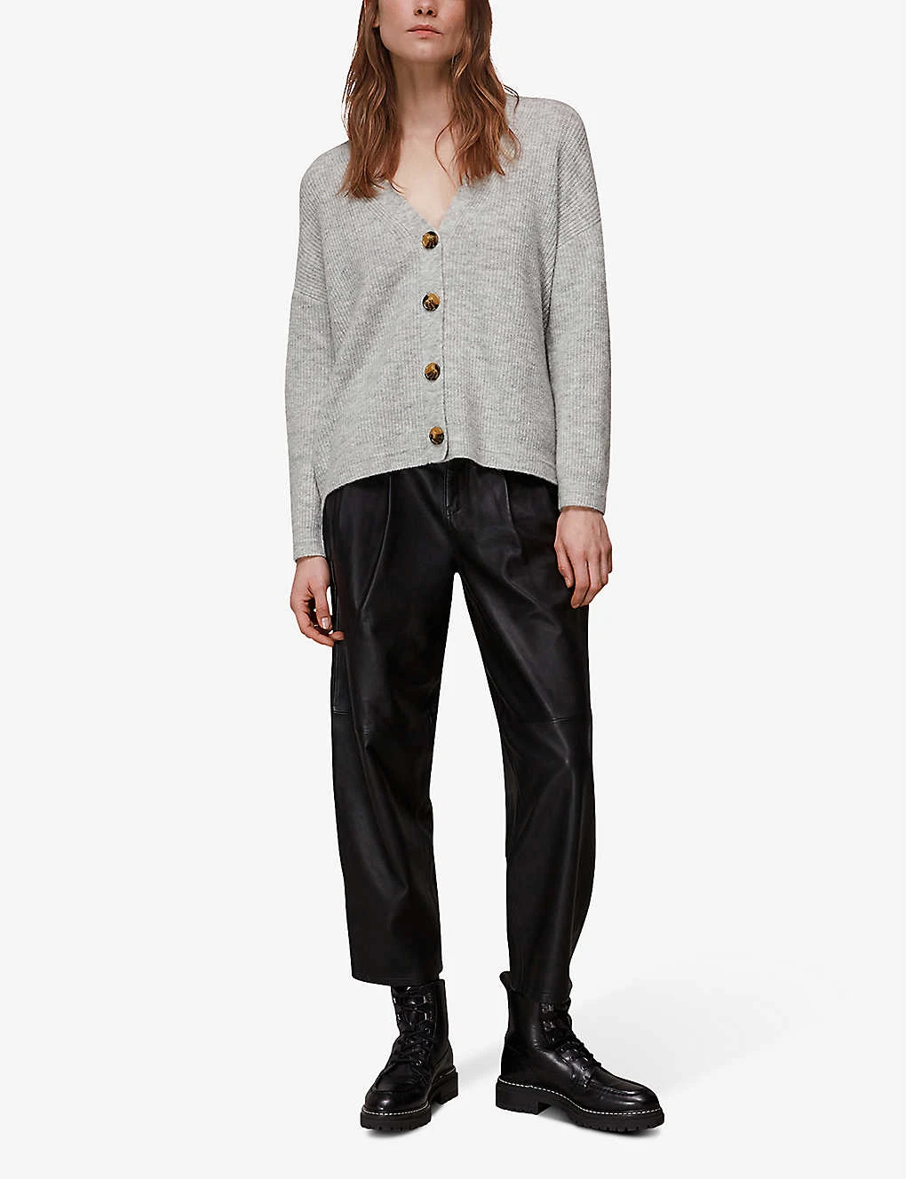 Whistles Ribbed V-neck Knit Cardigan 2 Whistles Ribbed V-neck Knit Cardigan - Image 2