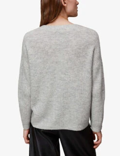 Whistles Ribbed V-neck Knit Cardigan 8 Whistles Ribbed V-neck Knit Cardigan -The Fashion Shop R03897325 GREY ALT03