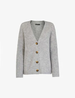 Whistles Ribbed V-neck Knit Cardigan