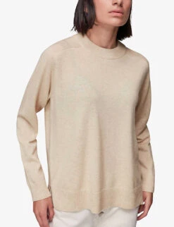 Whistles Crewneck Knitted Cashmere Jumper -The Fashion Shop R03899987 CREAM ALT02