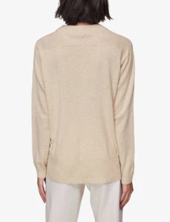Whistles Crewneck Knitted Cashmere Jumper -The Fashion Shop R03899987 CREAM ALT03