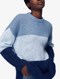 Whistles Colour-block Stripe-design Mohair Jumper 6 Whistles Colour-block Stripe-design Mohair Jumper -The Fashion Shop R03899994 BLUE ALT02