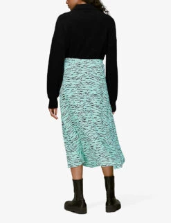 Whistles Tiger-print Button-front Woven Midi Skirt -The Fashion Shop R03900966 MULTICOLOURED ALT03