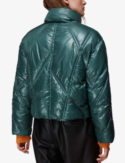 Whistles Elkie Quilted Glossy Shell Jacket 8 Whistles Elkie Quilted Glossy Shell Jacket -The Fashion Shop R03900968 GREEN ALT03