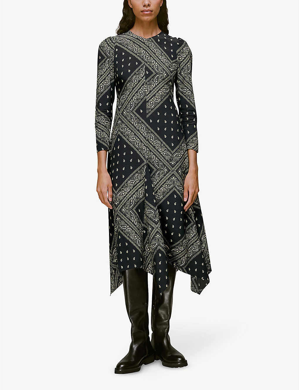 Whistles Bandana Print Asymmetric Hem Woven Midi Dress 2 Whistles Bandana Print Asymmetric Hem Woven Midi Dress - Image 2