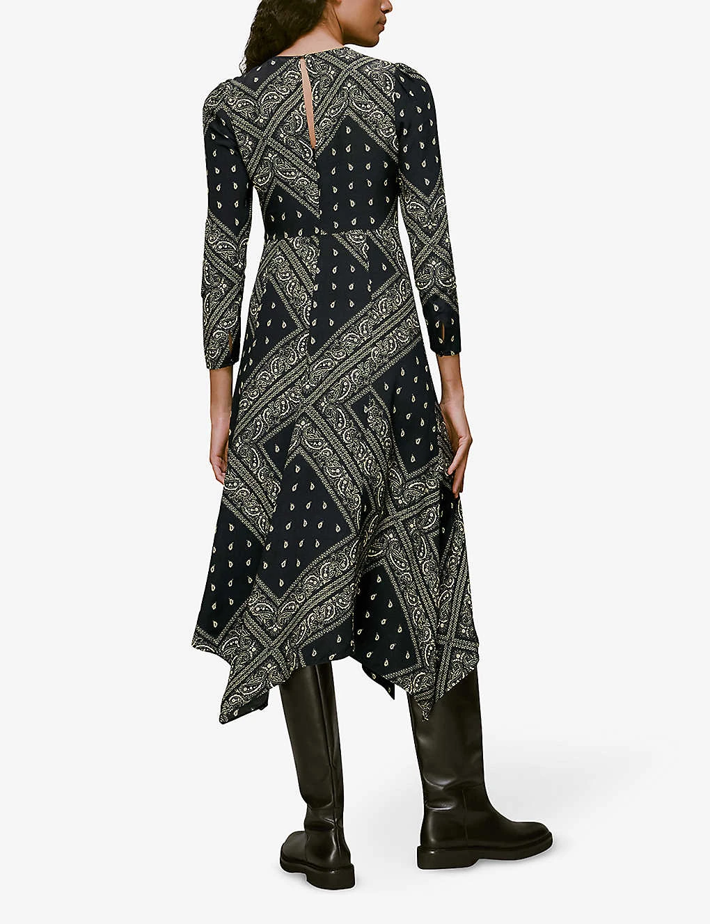 Whistles Bandana Print Asymmetric Hem Woven Midi Dress 4 Whistles Bandana Print Asymmetric Hem Woven Midi Dress - Image 4