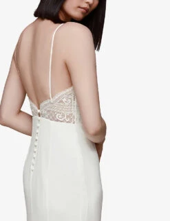 Whistles Sylvie Embroidered Lace And Crepe Wedding Dress -The Fashion Shop R03904110 CREAM ALT04