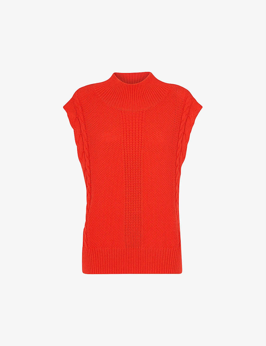 Whistles Sleeveless Cable Cotton And Wool Blend Jumper 1 Whistles Sleeveless Cable Cotton And Wool Blend Jumper