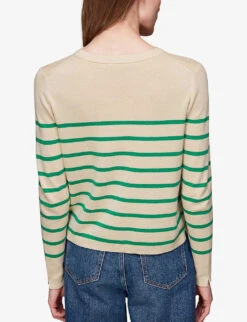 Whistles Stripe-detail Crew-neck Cotton Jumper -The Fashion Shop R03907585 MULTICOLOURED ALT03