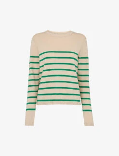 Whistles Stripe-detail Crew-neck Cotton Jumper