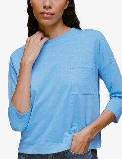 Whistles Pocket-embellished Relaxed Fit Organic Cotton Top 6 Whistles Pocket-embellished Relaxed Fit Organic Cotton Top -The Fashion Shop R03907586 BLUE ALT02