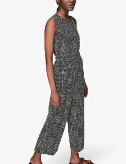 Whistles Josie Spot-print Check Woven Jumpsuit 8 Whistles Josie Spot-print Check Woven Jumpsuit -The Fashion Shop R03907588 BLACK ALT02