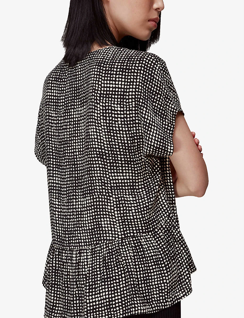 Whistles Spotted Check-print Peplum Woven Top 4 Whistles Spotted Check-print Peplum Woven Top - Image 4