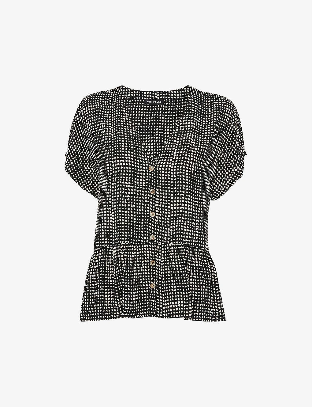 Whistles Spotted Check-print Peplum Woven Top 1 Whistles Spotted Check-print Peplum Woven Top
