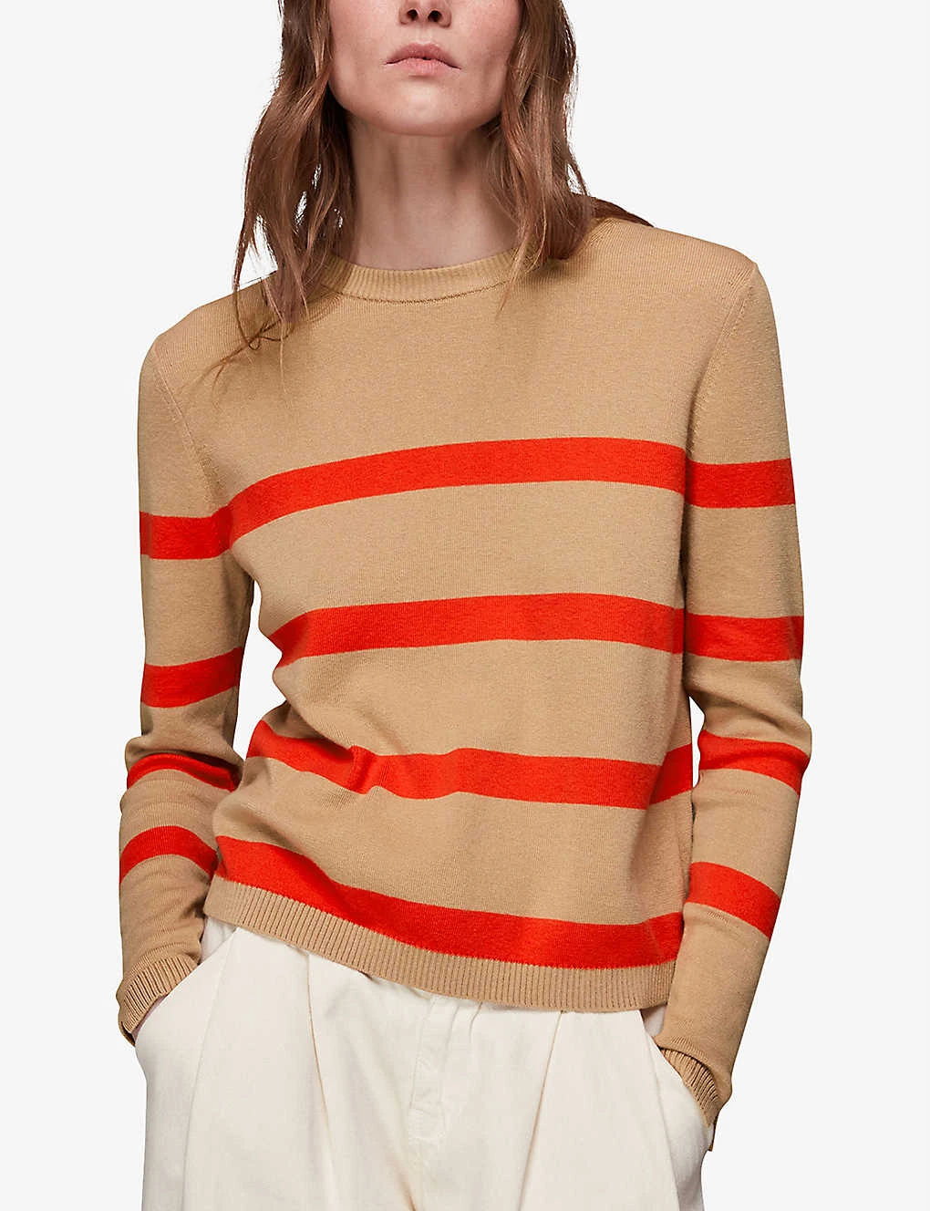 Whistles Stripe-detail Crew-neck Knitted Cotton Jumper 3 Whistles Stripe-detail Crew-neck Knitted Cotton Jumper - Image 3