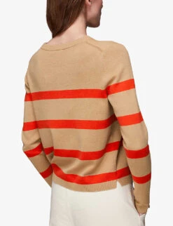 Whistles Stripe-detail Crew-neck Knitted Cotton Jumper 8 Whistles Stripe-detail Crew-neck Knitted Cotton Jumper -The Fashion Shop R03908486 MULTICOLOURED ALT03