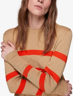 Whistles Stripe-detail Crew-neck Knitted Cotton Jumper 9 Whistles Stripe-detail Crew-neck Knitted Cotton Jumper -The Fashion Shop R03908486 MULTICOLOURED ALT04