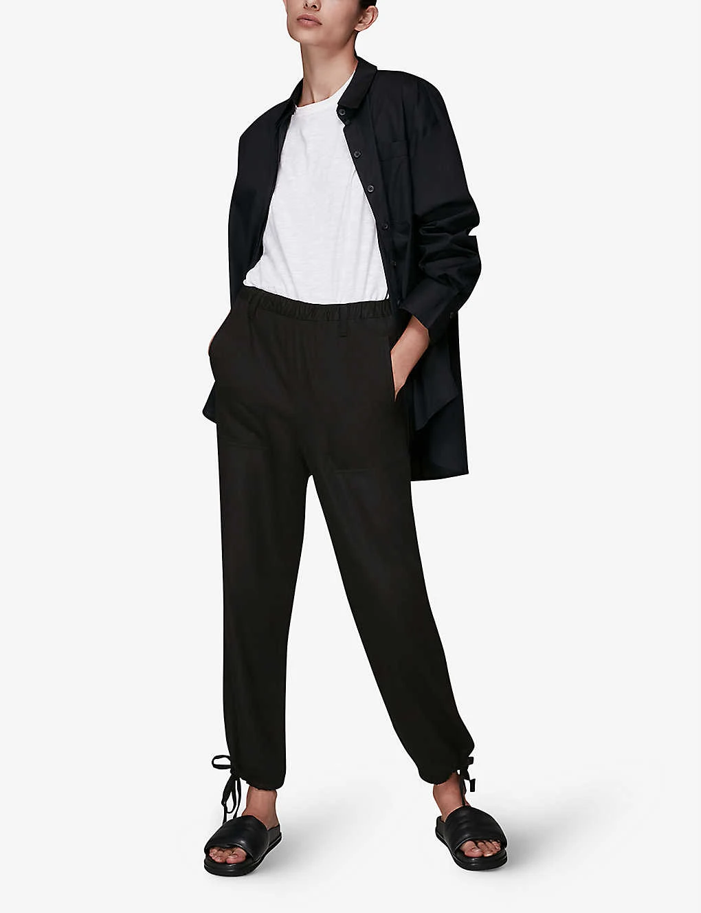 Whistles Tie-hem Relaxed-fit Woven Trousers 2 Whistles Tie-hem Relaxed-fit Woven Trousers - Image 2