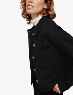 Whistles Utility Button-up Jersey Jacket 9 Whistles Utility Button-up Jersey Jacket -The Fashion Shop R03915270 BLACK ALT04