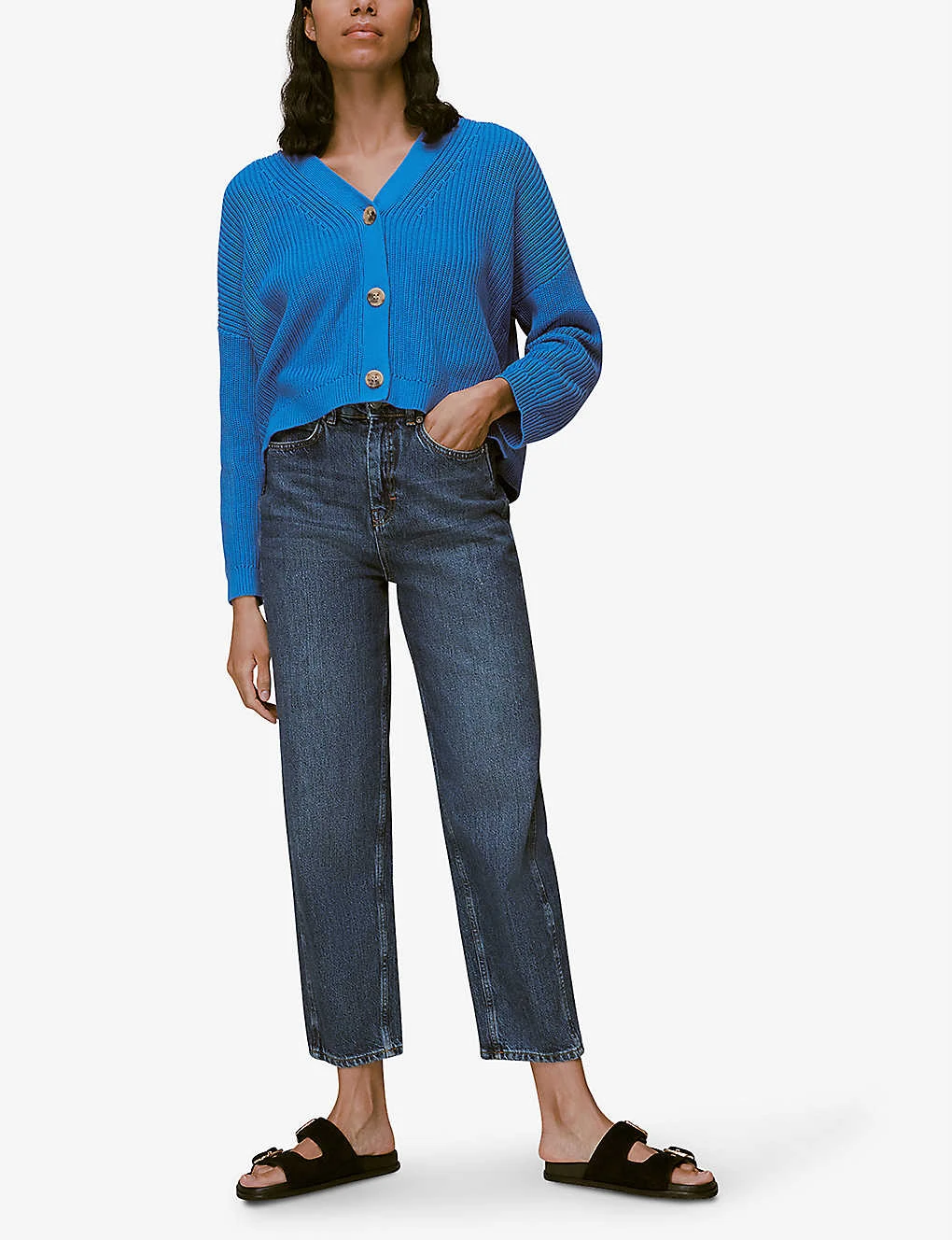 Whistles Mara V-neck Cotton Cardigan 2 Whistles Mara V-neck Cotton Cardigan - Image 2