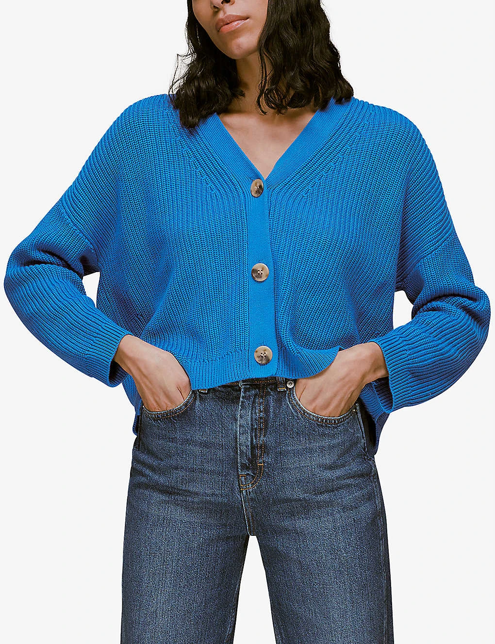 Whistles Mara V-neck Cotton Cardigan 3 Whistles Mara V-neck Cotton Cardigan - Image 3