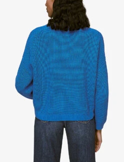 Whistles Mara V-neck Cotton Cardigan 8 Whistles Mara V-neck Cotton Cardigan -The Fashion Shop R03916811 BLUE ALT03