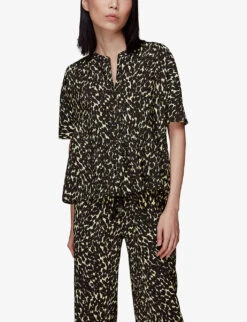Whistles Hannah Graphic-print Woven Blouse 6 Whistles Hannah Graphic-print Woven Blouse -The Fashion Shop R03917870 BLACK ALT02