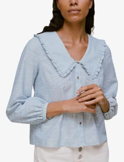 Whistles Oversized-collar Cotton Top 7 Whistles Oversized-collar Cotton Top -The Fashion Shop R03918366 MULTICOLOURED ALT02