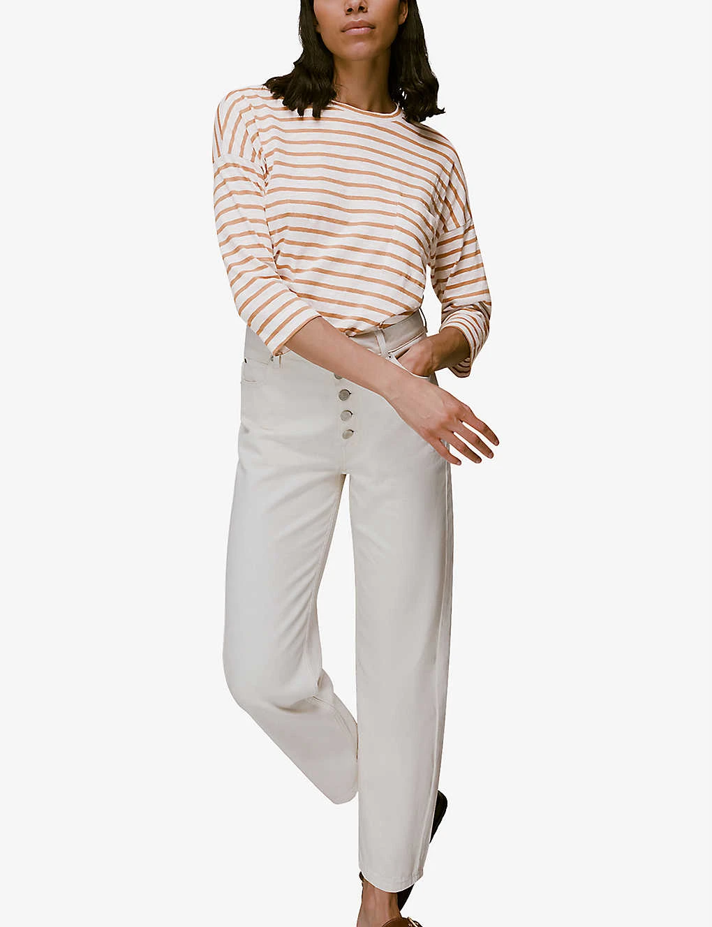 Whistles Striped Cotton-jersey Top 2 Whistles Striped Cotton-jersey Top - Image 2