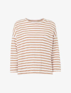 Whistles Striped Cotton-jersey Top