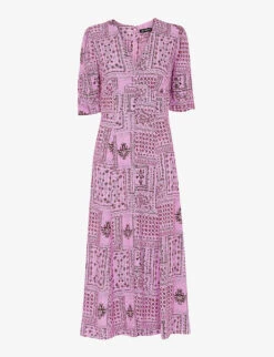 Whistles Neave Bandana-print Crepe Midi Dress