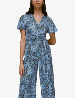Whistles Jemma Hyena-print Crepe Jumpsuit -The Fashion Shop R03918787 MULTICOLOURED ALT02