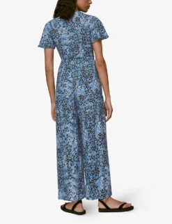 Whistles Jemma Hyena-print Crepe Jumpsuit -The Fashion Shop R03918787 MULTICOLOURED ALT03