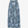 Whistles Hyena Spot-print Tiered Woven Midi Skirt