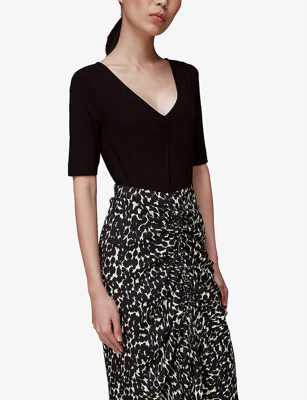 Whistles Sahara Leopard-print Ruched Crepe Midi Skirt 5 Whistles Sahara Leopard-print Ruched Crepe Midi Skirt - Image 5