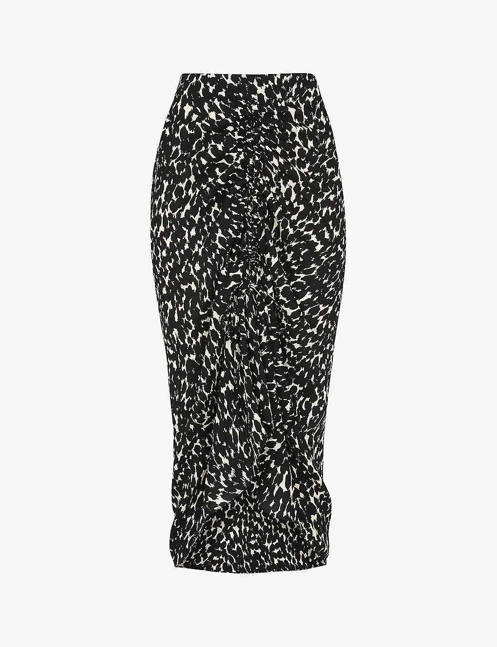 Whistles Sahara Leopard-print Ruched Crepe Midi Skirt 1 Whistles Sahara Leopard-print Ruched Crepe Midi Skirt