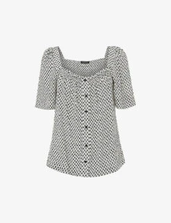Whistles Tia Daisy-print Woven Blouse