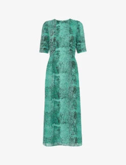 Whistles Dobby Snake-print Chiffon Maxi Dress