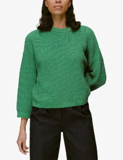 Whistles Pria Chunky Knit Cotton Jumper 7 Whistles Pria Chunky Knit Cotton Jumper -The Fashion Shop R03928892 GREEN ALT02